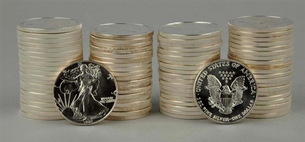 LOT OF 80: SILVER EAGLES.                         