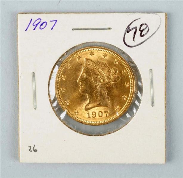 1907 $10 GOLD LIBERTY EAGLE.                      