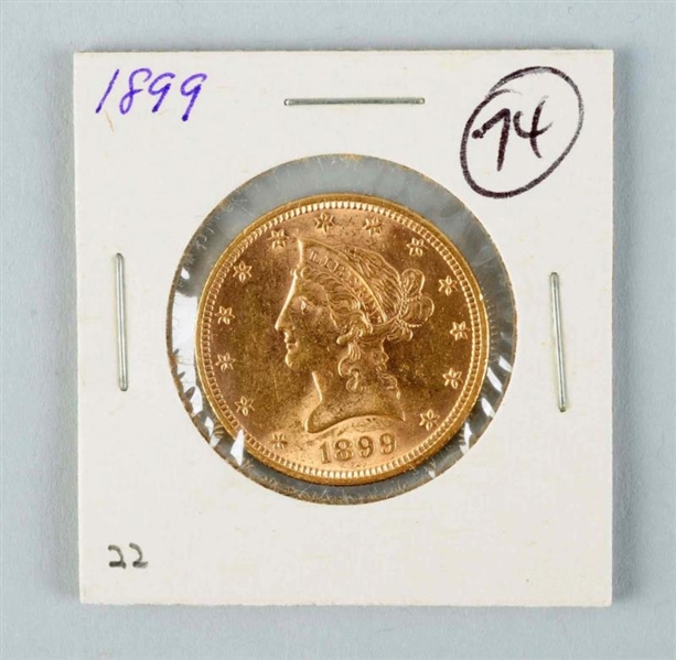 1899 $10 GOLD LIBERTY EAGLE.                      