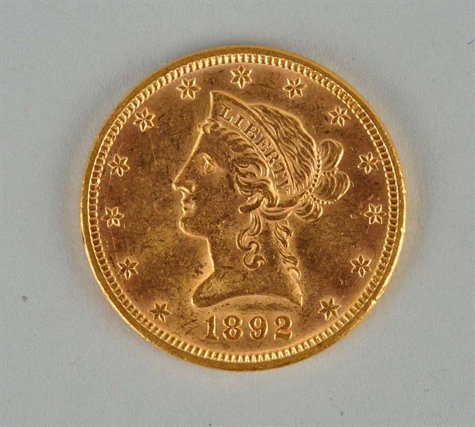 1892 $10 GOLD LIBERTY EAGLE.                      