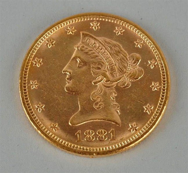 1881 $10 GOLD LIBERTY EAGLE.                      