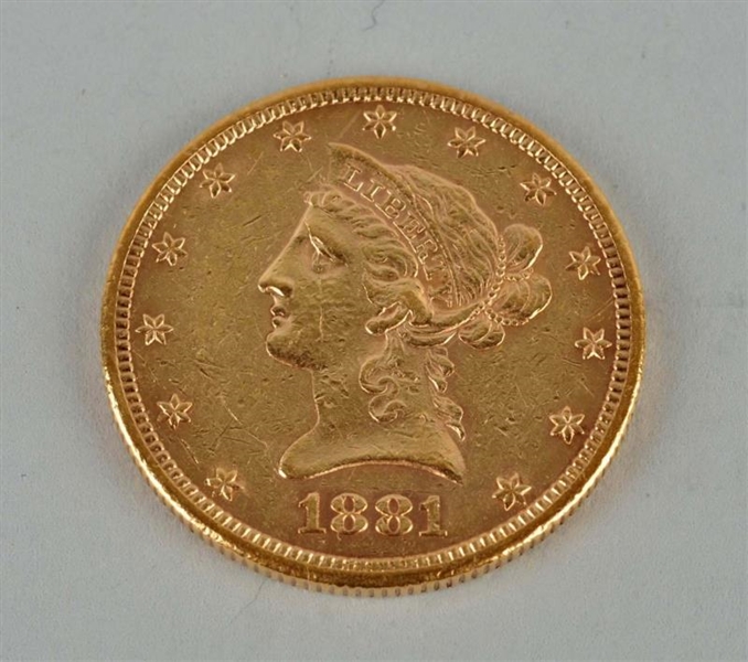 1881 S $10 GOLD LIBERTY EAGLE.                    