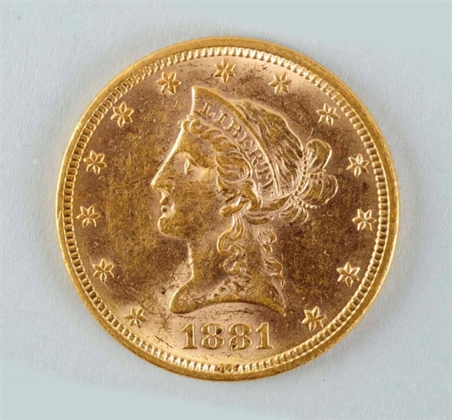 1881 $10 GOLD LIBERTY EAGLE.                      