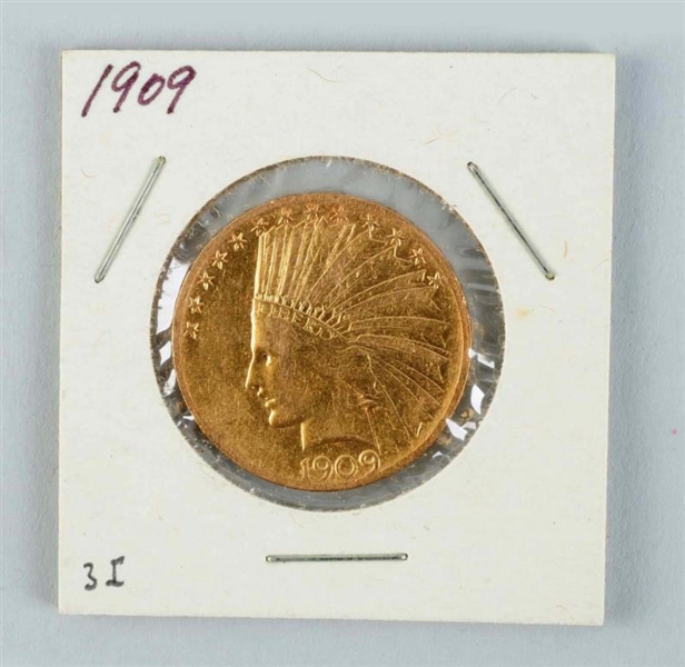 1909 $10 GOLD INDIAN EAGLE.                       