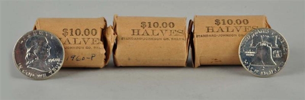 LOT OF 3: ROLLS OF 1960 FRANKLIN HALF DOLLARS.    