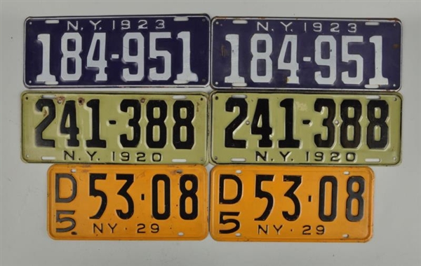 LOT OF 5: NEW YORK LICENSE PLATES.                