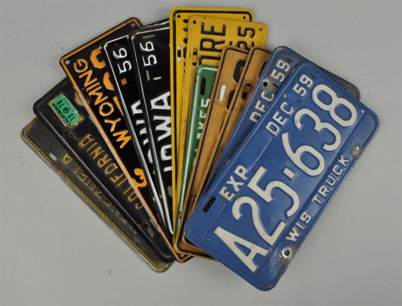 LOT OF 12: LICENSE PLATES FROM DIFFERENT STATES.  