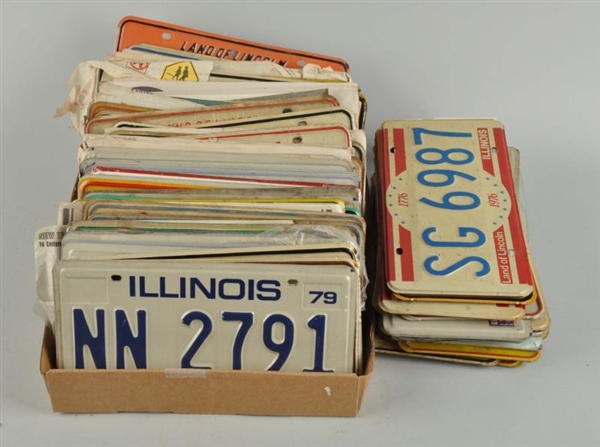 LOT OF 50+ ILLINOIS LICENSE PLATES FROM 1970-1980S