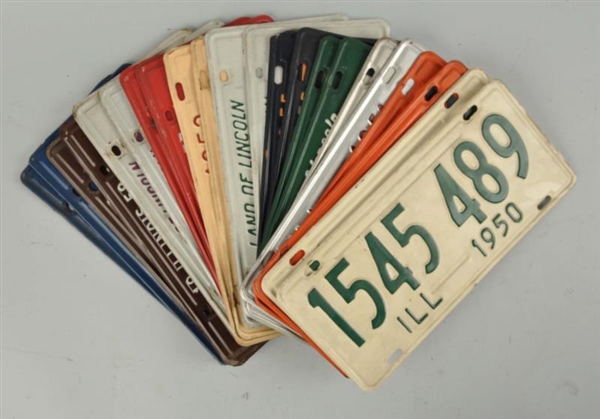 LOT OF 10: ILLINOIS LICENSE PLATES FROM 1950-1960.