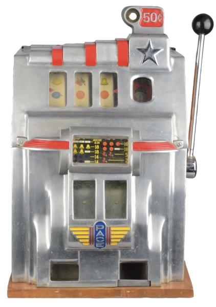***50¢ PACE DELUXE BELL SILVER STAR SLOT MACHINE  