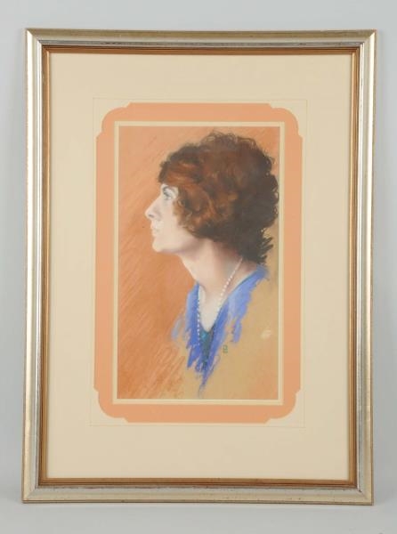 PASTEL DRAWING OF WOMAN.                          