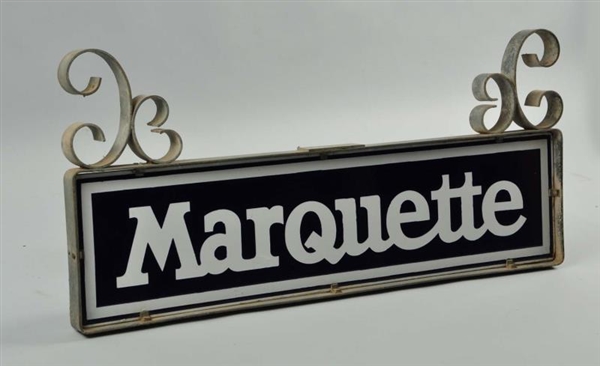 MARQUETTE DOUBLE SIDED PORCELAIN SIGN.            