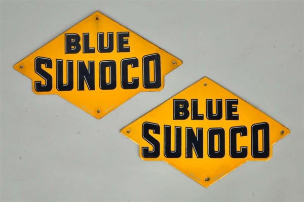 LOT OF 2: BLUE SUNOCO SINGLE SIDED PORCELAIN SIGNS