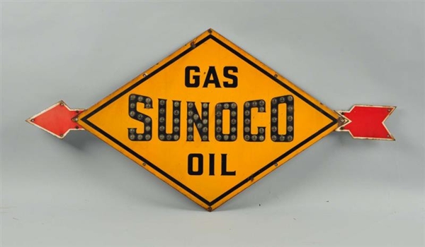 SUNOCO GAS OIL SINGLE SIDED PORCELAIN SIGN.       