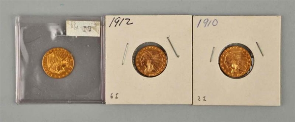 LOT OF 3: GOLD 2-1/2 DOLLAR INDIANS.              