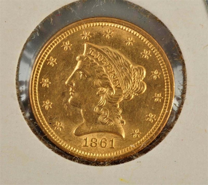 1861 GOLD 2-1/2 DOLLAR LIBERTY EAGLE COIN.        