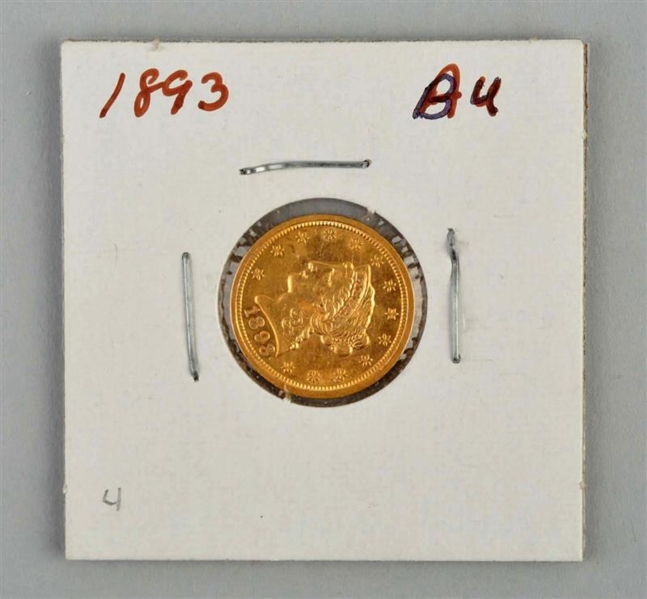 1893 GOLD 2-1/2 DOLLAR LIBERTY EAGLE COIN.        