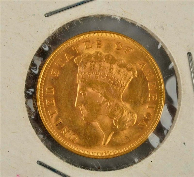1878 $3.00 U.S. GOLD COIN IN CASE.                