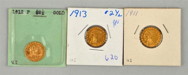 LOT OF 3: GOLD 2-1/2 DOLLAR INDIANS..             