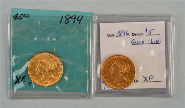 LOT OF 2: $5 GOLD LIBERTY COINS.                  