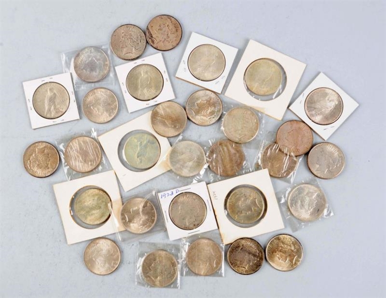 LOT OF 30: PEACE SILVER DOLLARS.                  
