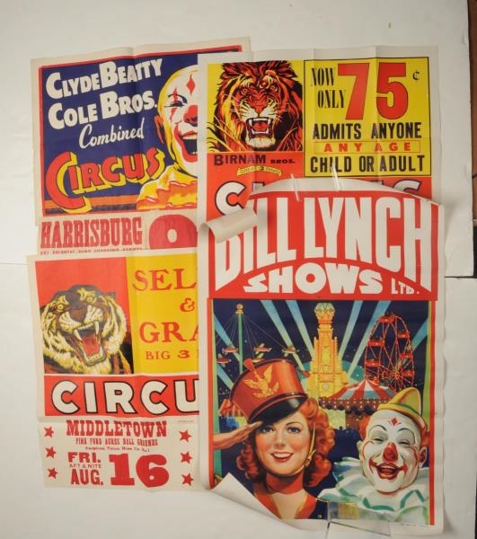 LOT OF 4: VINTAGE CIRCUS POSTERS.                 