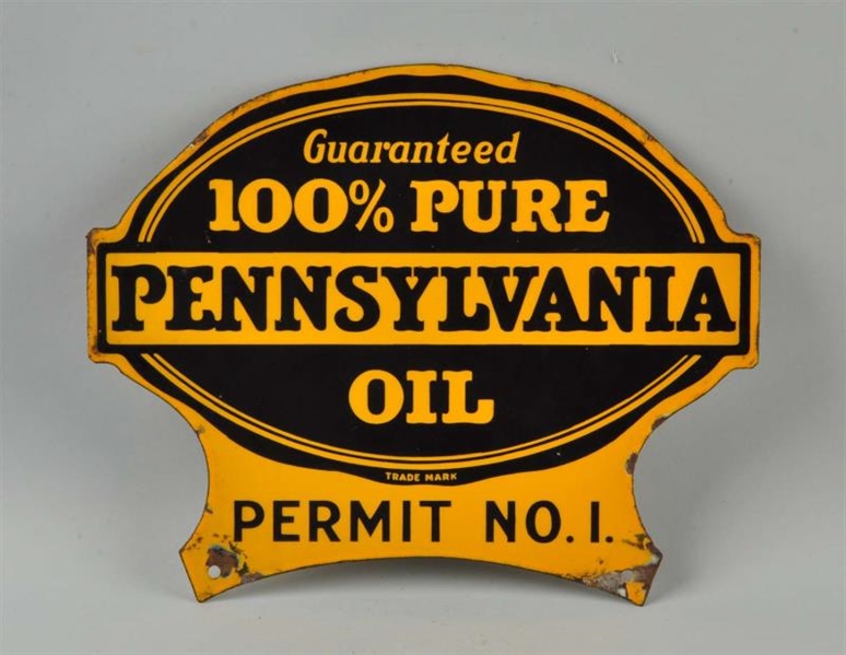 100% PURE PENNSYLVANIA OIL PERMIT NO. 1 DSP SIGN. 