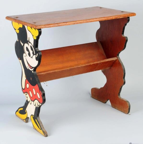 MICKEY AND MINNIE MOUSE WOODEN BOOK SHELF.        