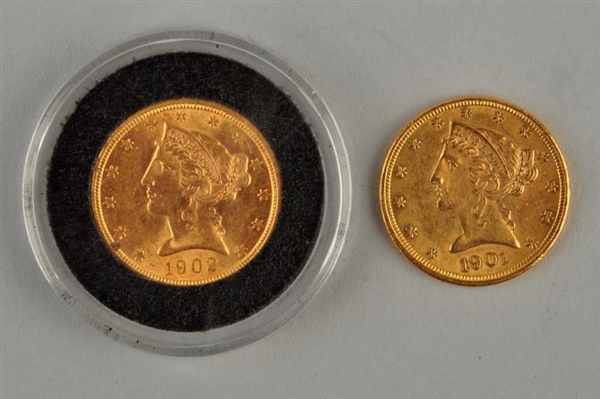 LOT OF 2: LIBERTY GOLD COINS.                     