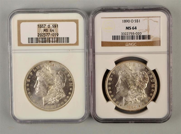 LOT OF 2: MORGAN SILVER COINS BY NGC.             