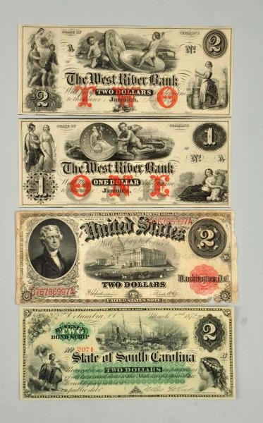 LOT OF 4: CURRENCY NOTES.                         