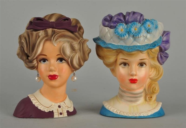 LOT OF 2: INARCO LADY HEAD VASES.                 