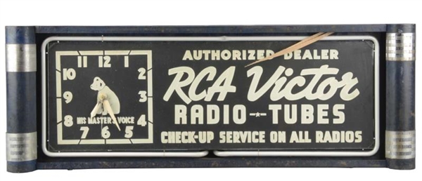 NIPPER RCA VICTOR RADIO TUBES NEON LIGHTED CLOCK  