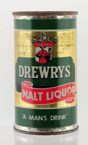 DREWRYS MALT LIQUOR FLAT TOP BEER CAN.           