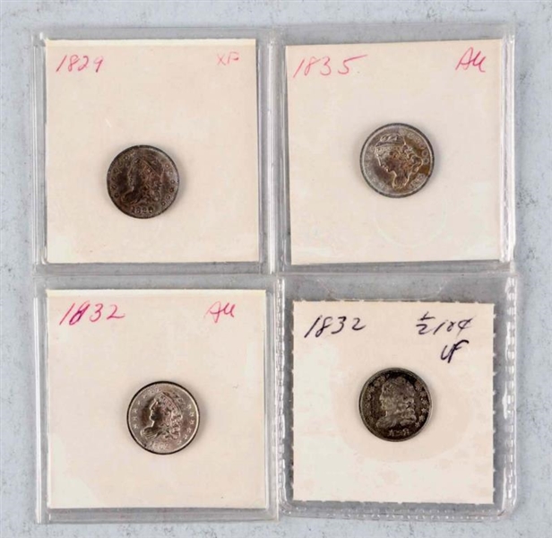 LOT OF 4: CAPPED BUST HALF DIMES.                 