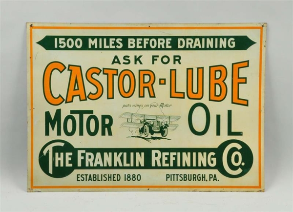 CASTOR-LUBE MOTOR OIL BI-WINGED CAR LOGO SIGN.    