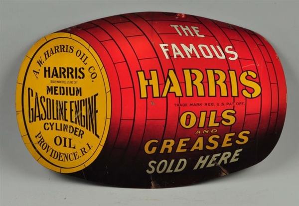 THE FAMOUS HARRIS OILS AND GREASE SOLD HERE SIGN. 