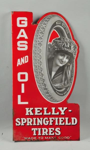 KELLY SPRINGFIELD TIRES "GAS AND OIL" SIGN.       