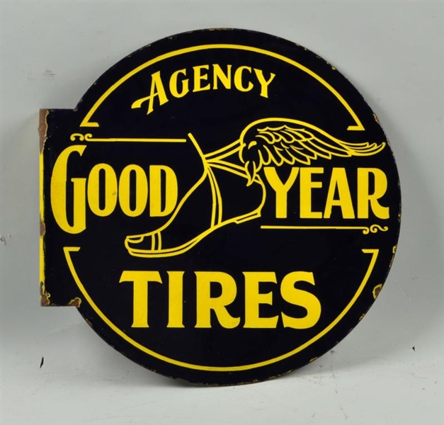 EARLY GOODYEAR TIRE AGENCY WINGED FOOT LOGO SIGN. 