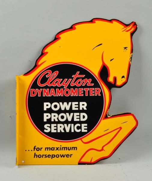 CLAYTON DYNAMOMETER "POWER PROVED SERVICE" SIGN.  