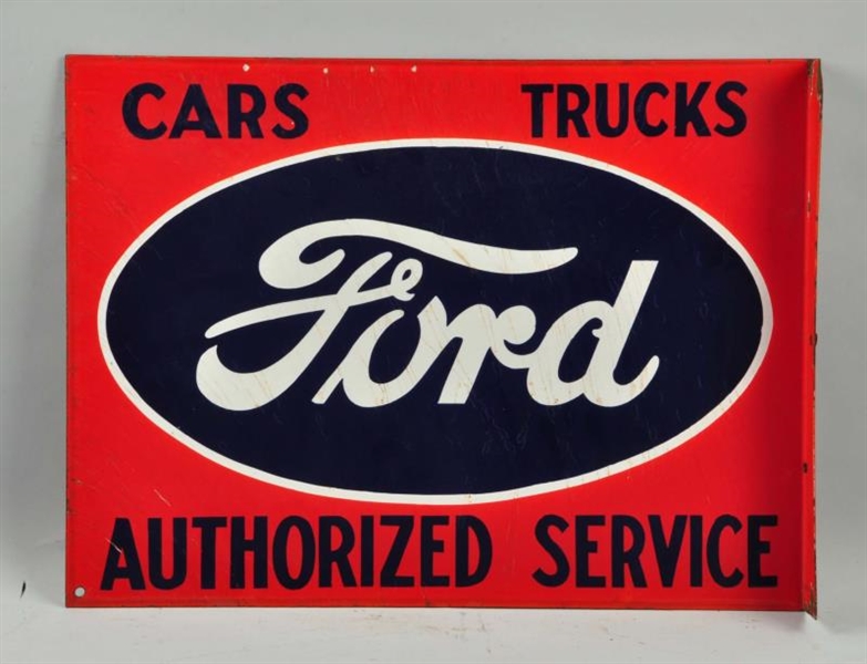 FORD CARS TRUCKS AUTHORIZED SERVICE SIGN.         