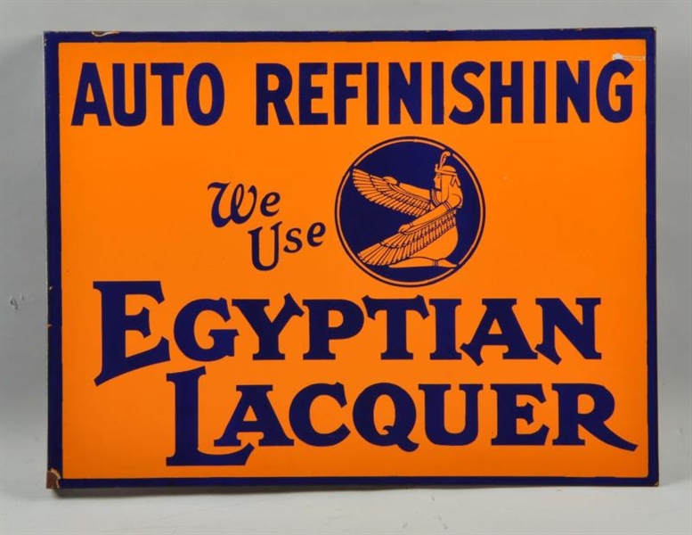 WE USE EGYPTIAN LACQUER AUTO REFINISHING SIGN.    