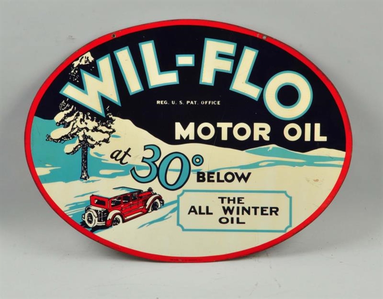 WIL-FLO MOTOR OIL "THE ALL WEATHER OIL" SIGN.     