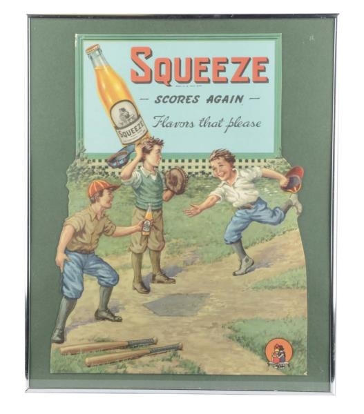 SQUEEZE SODA DIE CUT CARDBOARD LITHO IN FRAME     