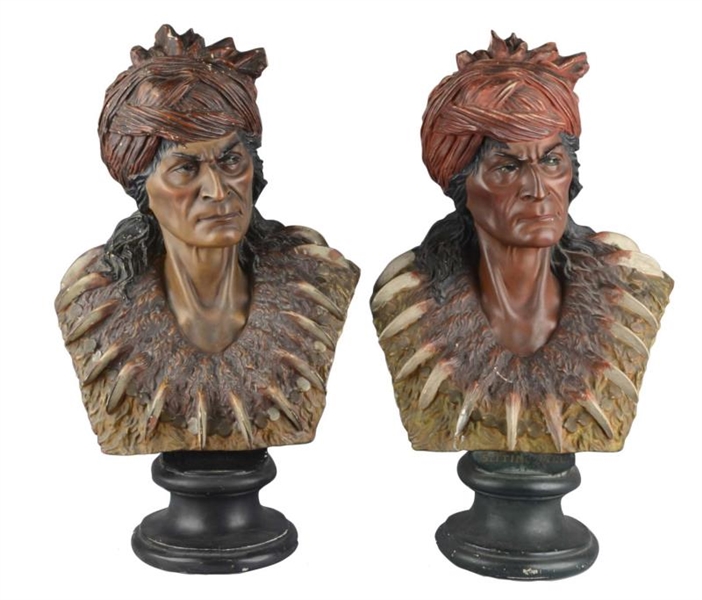LOT OF 2: LARGE CHALKWARE NATIVE AMERICAN BUSTS   