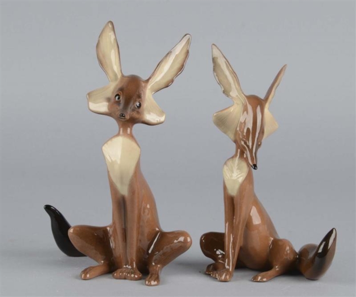 LOT OF 2: PORCELAIN COYOTE FIGURINES              
