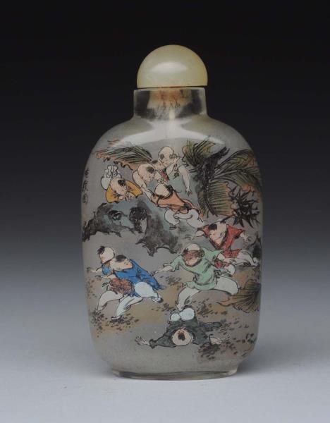CHINESE REVERSE PAINED SNUFF BOTTLE.              