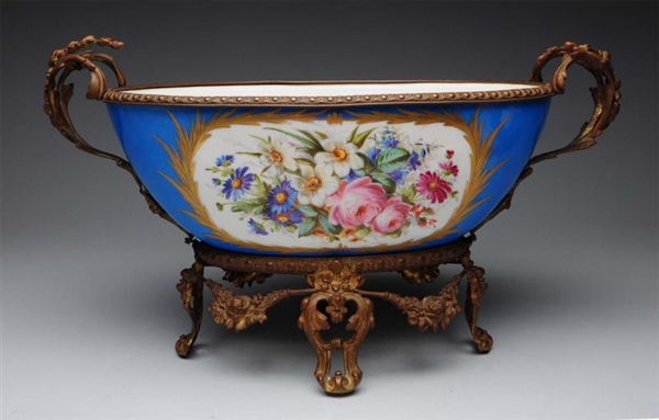 FRENCH SEVERS ORMOLU MOUNTED CENTERPIECE.         