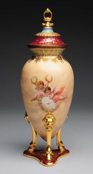 ROYAL VIENNA URN WITH LID.                        