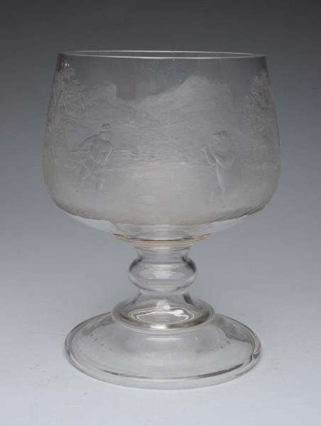 LARGE CUT GLASS SNIFTER TYPE VASE.                